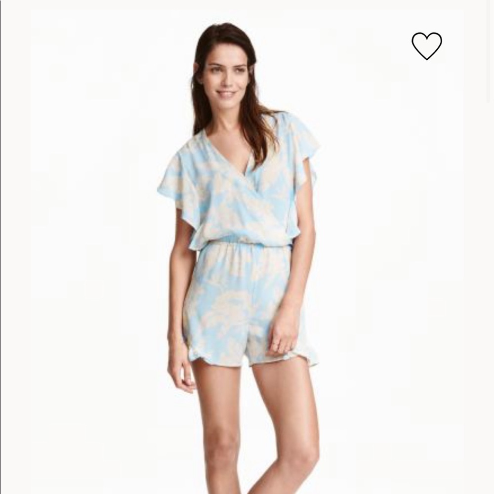 HM Light Blue Floral Playsuit Romper Onsie 8
